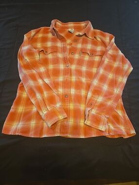 Carhartt Womens Plaid Pink Button-Up Shirt Large